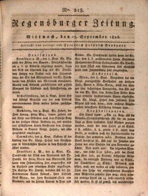 Regensburger Zeitung Mittwoch 13. September 1826