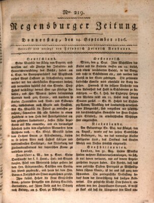 Regensburger Zeitung Donnerstag 14. September 1826