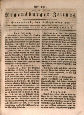 Regensburger Zeitung Samstag 16. September 1826