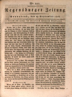 Regensburger Zeitung Samstag 23. September 1826