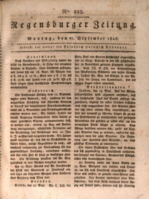 Regensburger Zeitung Montag 25. September 1826