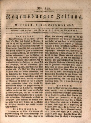 Regensburger Zeitung Mittwoch 27. September 1826