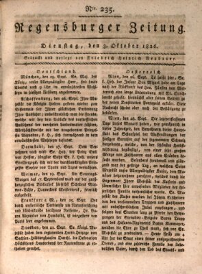 Regensburger Zeitung Dienstag 3. Oktober 1826