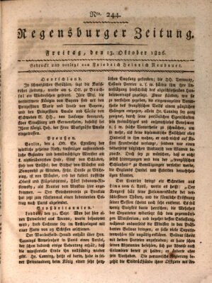 Regensburger Zeitung Freitag 13. Oktober 1826