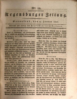 Regensburger Zeitung Samstag 13. Januar 1827