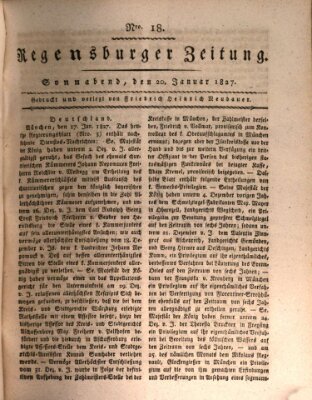 Regensburger Zeitung Samstag 20. Januar 1827