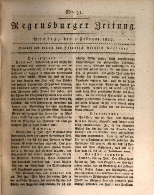 Regensburger Zeitung Montag 5. Februar 1827