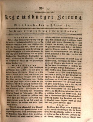 Regensburger Zeitung Mittwoch 14. Februar 1827