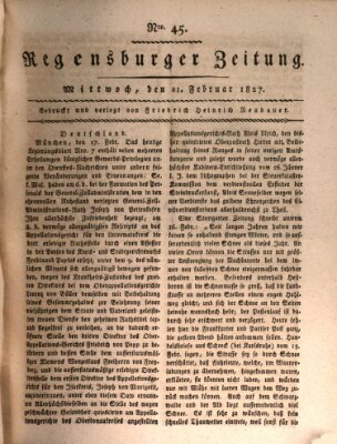 Regensburger Zeitung Mittwoch 21. Februar 1827