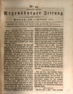 Regensburger Zeitung Montag 26. Februar 1827