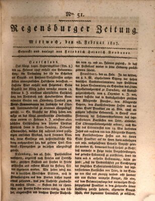 Regensburger Zeitung Mittwoch 28. Februar 1827