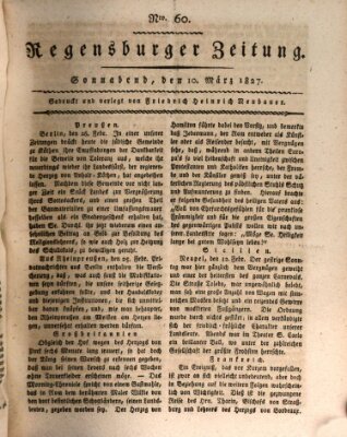 Regensburger Zeitung Samstag 10. März 1827