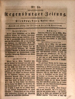 Regensburger Zeitung Dienstag 3. April 1827