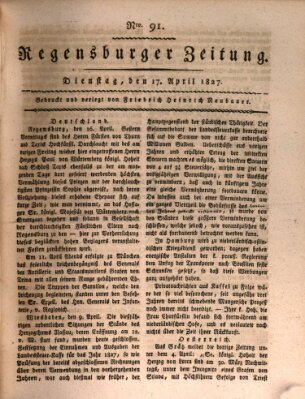 Regensburger Zeitung Dienstag 17. April 1827