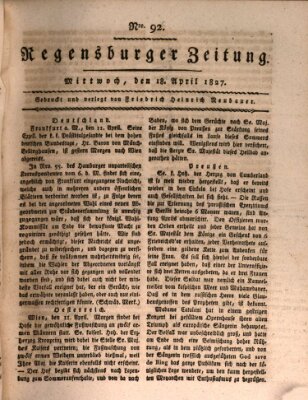 Regensburger Zeitung Mittwoch 18. April 1827