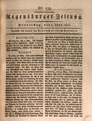 Regensburger Zeitung Donnerstag 7. Juni 1827