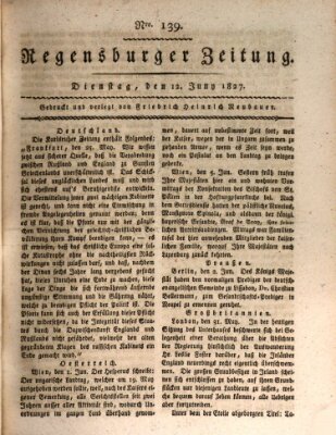 Regensburger Zeitung Dienstag 12. Juni 1827