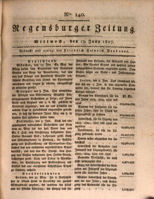 Regensburger Zeitung Mittwoch 13. Juni 1827