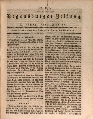 Regensburger Zeitung Dienstag 31. Juli 1827