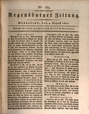 Regensburger Zeitung Samstag 4. August 1827