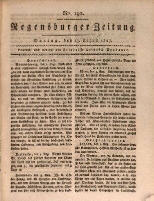 Regensburger Zeitung Montag 13. August 1827