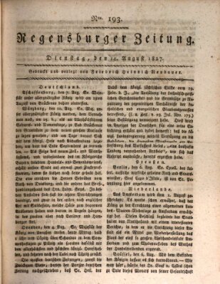 Regensburger Zeitung Dienstag 14. August 1827