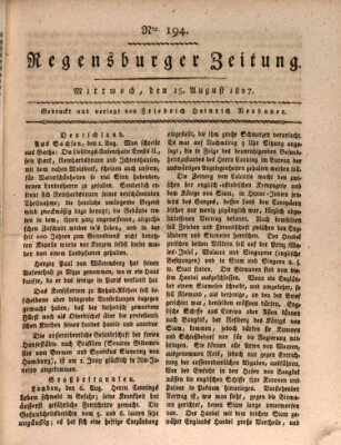 Regensburger Zeitung Mittwoch 15. August 1827