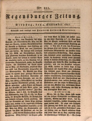 Regensburger Zeitung Dienstag 4. September 1827