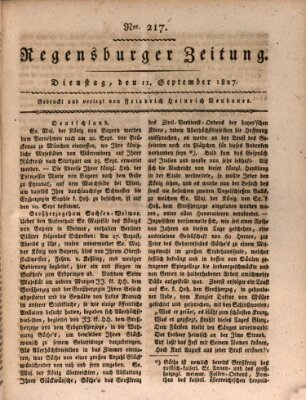 Regensburger Zeitung Dienstag 11. September 1827