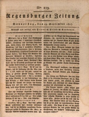 Regensburger Zeitung Donnerstag 13. September 1827