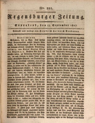 Regensburger Zeitung Samstag 15. September 1827