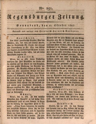 Regensburger Zeitung Samstag 20. Oktober 1827