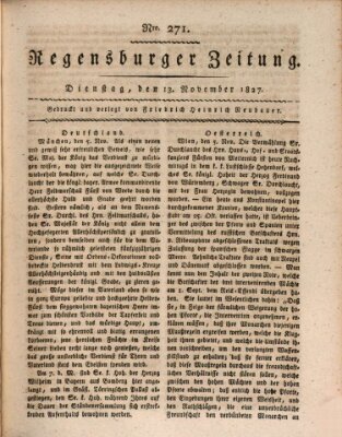 Regensburger Zeitung Dienstag 13. November 1827