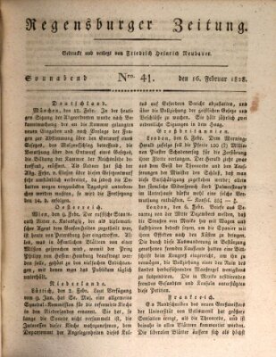 Regensburger Zeitung Samstag 16. Februar 1828