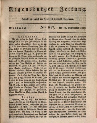 Regensburger Zeitung Mittwoch 10. September 1828