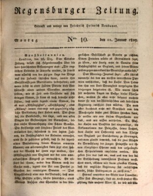 Regensburger Zeitung Montag 12. Januar 1829