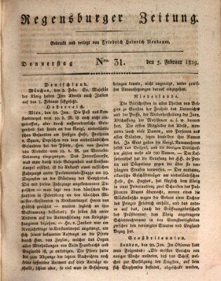 Regensburger Zeitung Donnerstag 5. Februar 1829