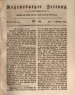 Regensburger Zeitung Dienstag 17. Februar 1829