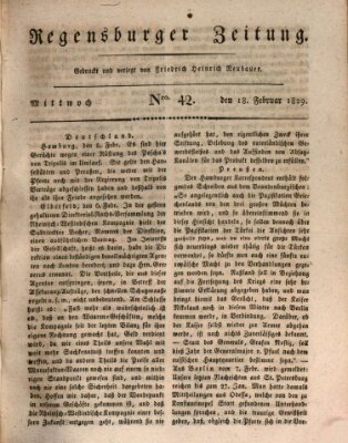 Regensburger Zeitung Mittwoch 18. Februar 1829