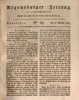 Regensburger Zeitung Donnerstag 26. Februar 1829