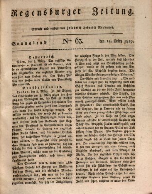 Regensburger Zeitung Samstag 14. März 1829