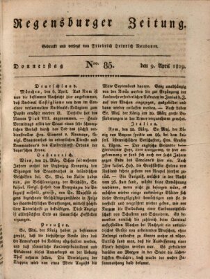 Regensburger Zeitung Donnerstag 9. April 1829