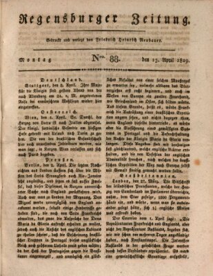 Regensburger Zeitung Montag 13. April 1829