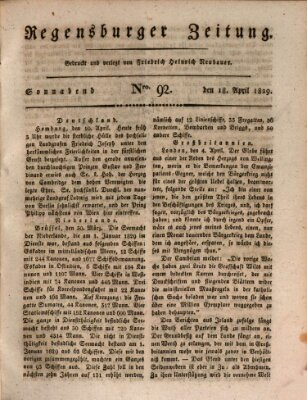 Regensburger Zeitung Samstag 18. April 1829