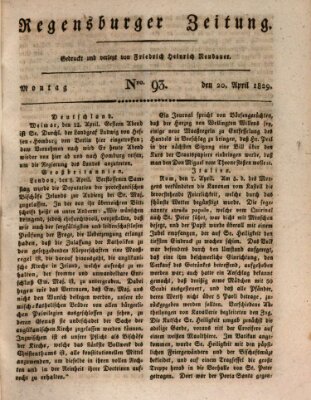 Regensburger Zeitung Montag 20. April 1829