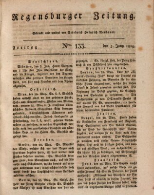 Regensburger Zeitung Freitag 5. Juni 1829