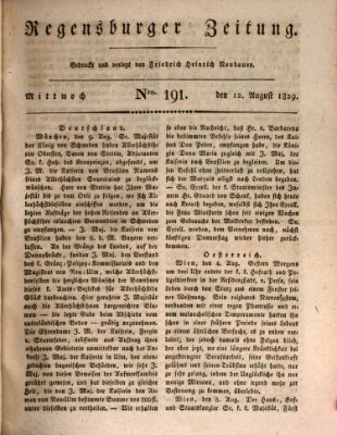 Regensburger Zeitung Mittwoch 12. August 1829