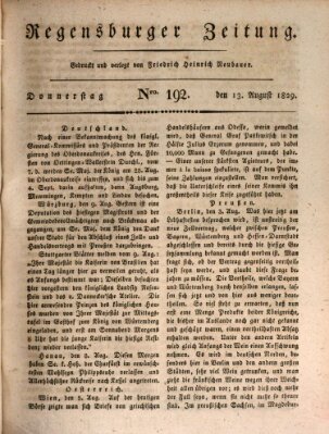 Regensburger Zeitung Donnerstag 13. August 1829