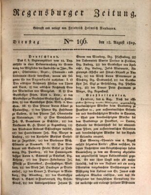 Regensburger Zeitung Dienstag 18. August 1829