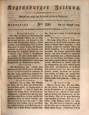 Regensburger Zeitung Samstag 22. August 1829